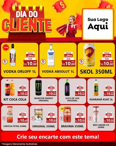 Modelo de Rede Social para Feed Instagram com o tema Dia do Cliente para Distribuidora de bebidas
