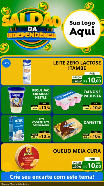 Modelo de TV para TV Vertical com o tema Saldão da Indepêndencia para Frios e Laticínios