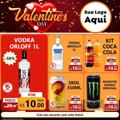 Modelo de Rede Social para Feed Facebook com o tema Valentine's Day para Distribuidora de bebidas