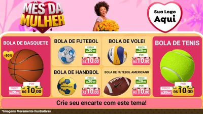 Modelo de TV para TV Horizontal com o tema Mês da Mulher para Artigos Esportivos