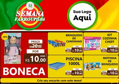 Modelo de Encarte para Encarte A4 Horizontal com o tema Semana Farroupilha para Brinquedos