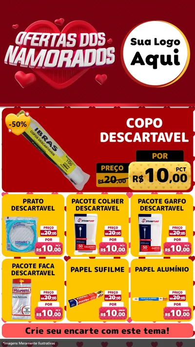 Modelo de Rede Social para Stories com o tema Ofertas Dos Namorados para Embalagens