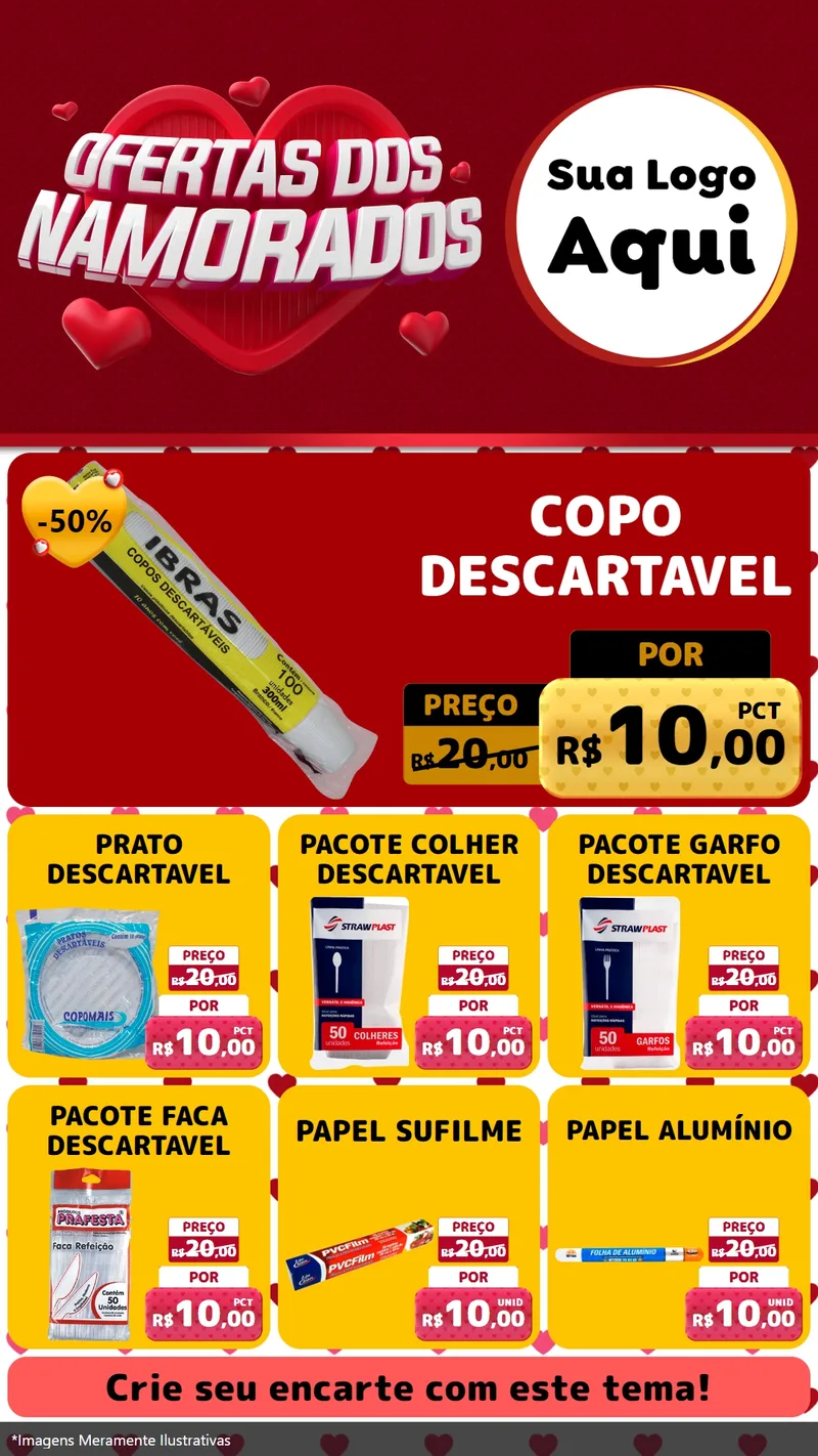 Modelo de Rede Social para Stories com o tema Ofertas Dos Namorados para Embalagens