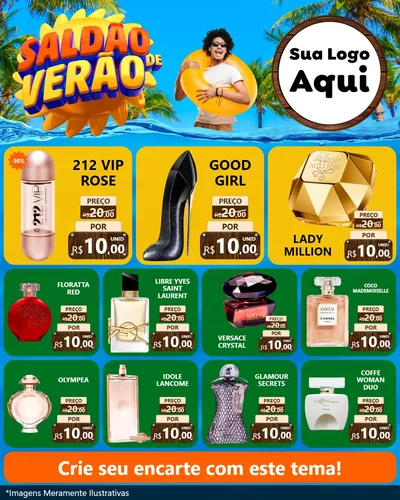 Modelo de Rede Social para Feed Instagram com o tema Saldão de Verão para Perfumes