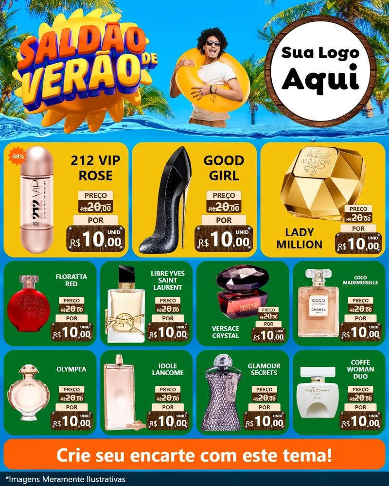 Modelo de Rede Social para Feed Instagram com o tema Saldão de Verão para Perfumes