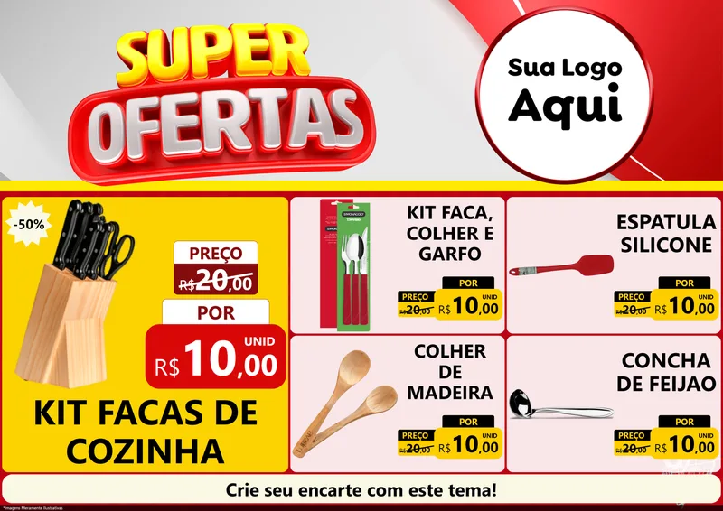 Modelo de Encarte para Encarte A4 Horizontal com o tema Super Ofertas para Utilidades Domésticas