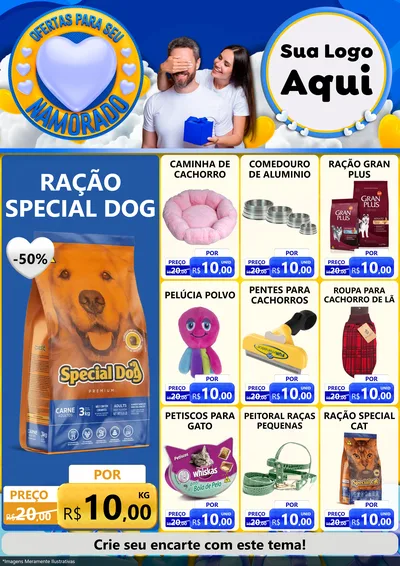 Modelo de Encarte para Encarte A4 Vertical com o tema Ofertas Para Seu Namorado para Pet Shop