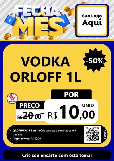 Modelo de Cartaz para Cartaz A4 Vertical com o tema Fecha Mês para Distribuidora de bebidas