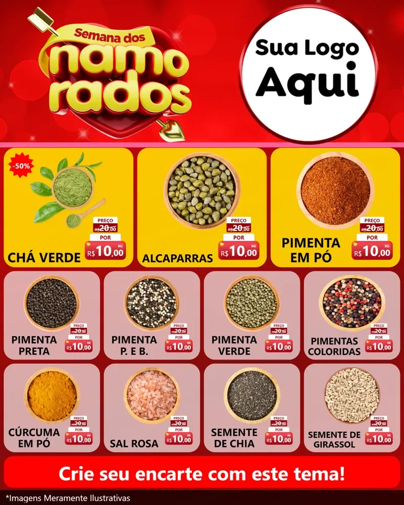 Modelo de Rede Social para Feed Instagram com o tema Semana dos namorados para Produtos Naturais