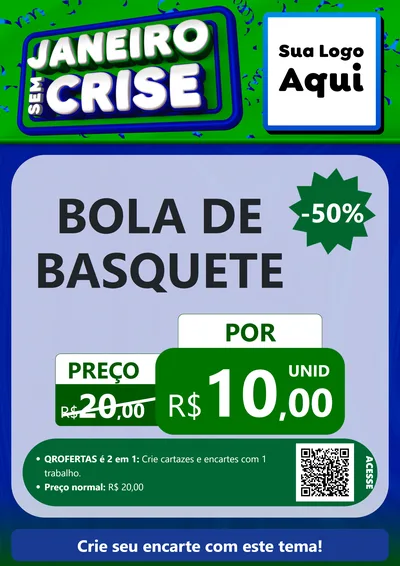Modelo de Cartaz para Cartaz A4 Vertical com o tema Janeiro Sem Crise para Artigos Esportivos