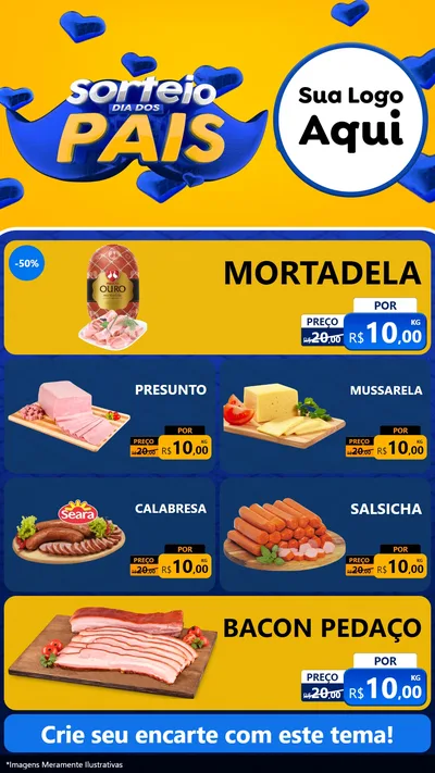 Modelo de TV para TV Vertical com o tema Sorteio Dia dos Pais para Frios e Laticínios