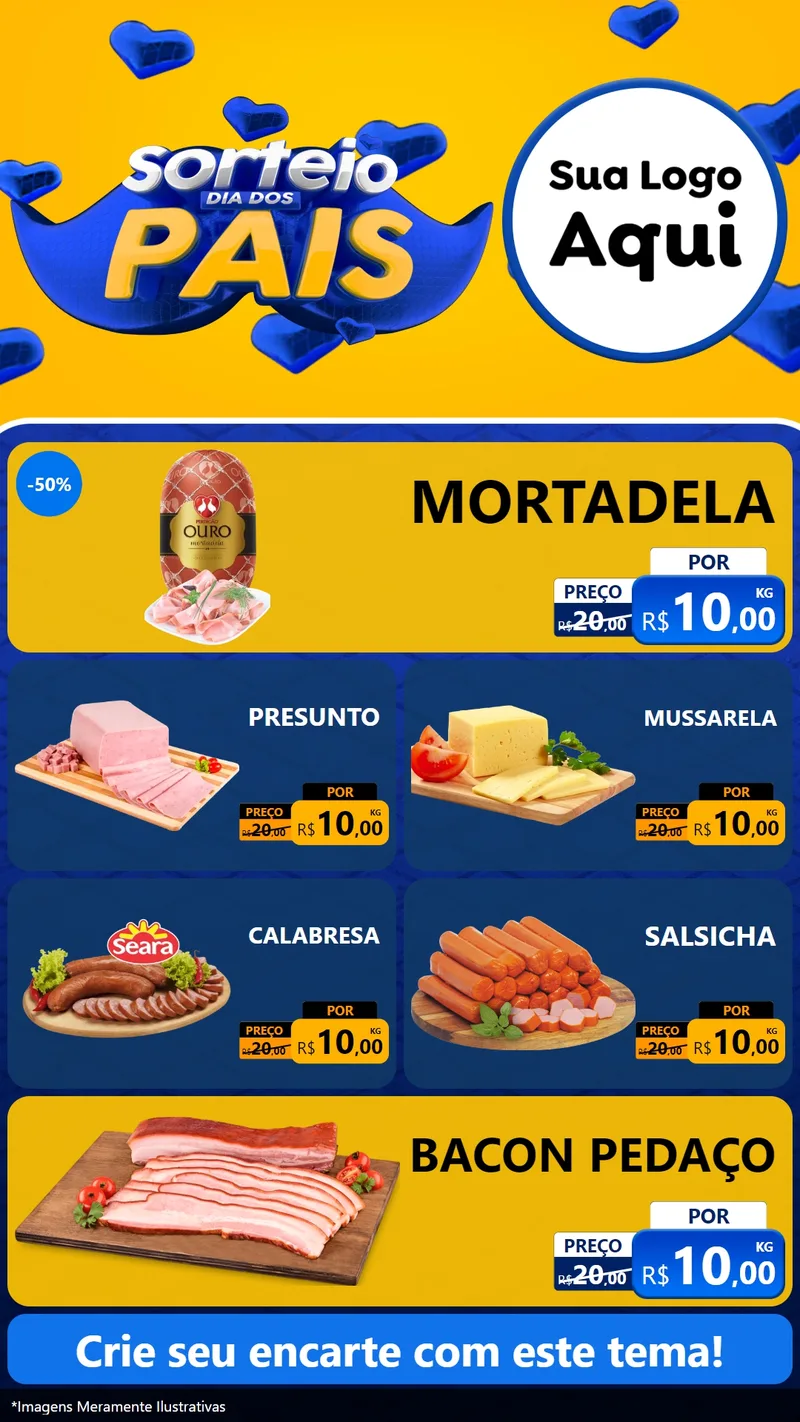 Modelo de TV para TV Vertical com o tema Sorteio Dia dos Pais para Frios e Laticínios