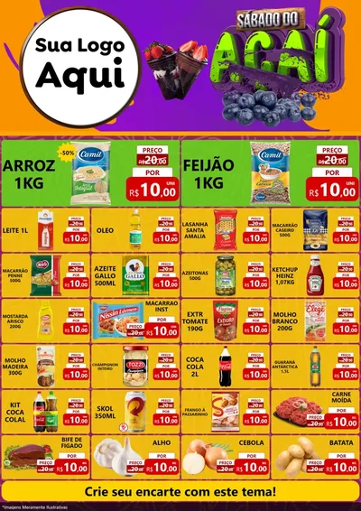 Modelo de Encarte para Encarte A4 Vertical com o tema Sábado do Açaí para Supermercado