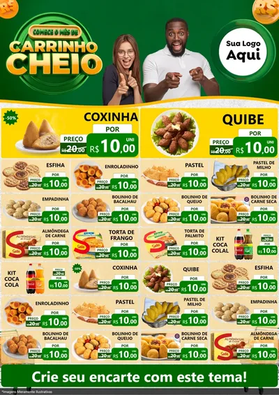 Modelo de Encarte para Encarte A4 Vertical com o tema Carrinho Cheio para Salgadaria