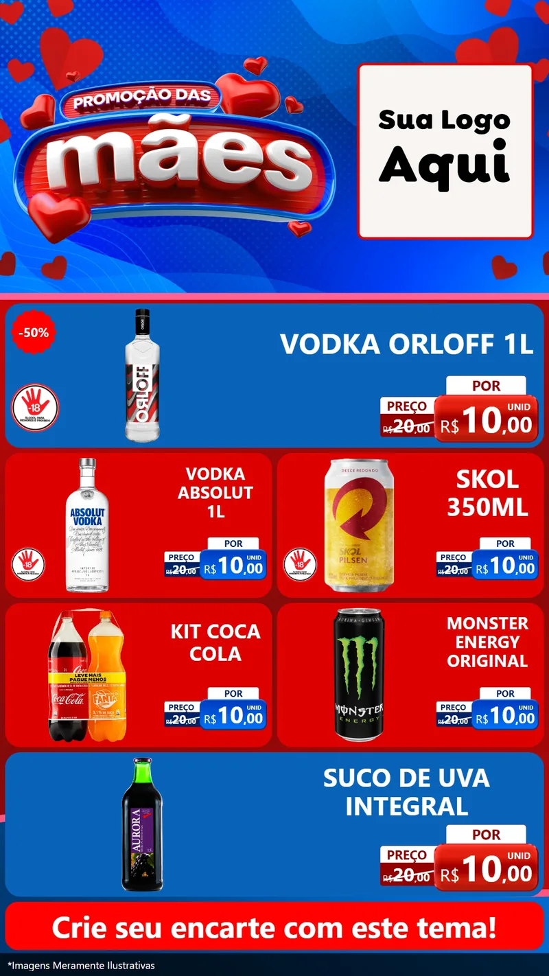 Modelo de TV para TV Vertical com o tema Promoção das Mães para Distribuidora de bebidas