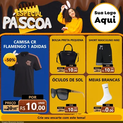 Modelo de Rede Social para Feed Facebook com o tema Especial Páscoa para Roupas e acessórios