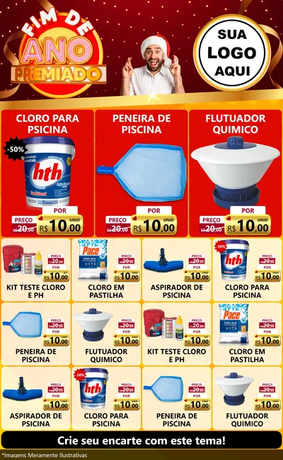 Modelo de Encarte para Encarte Grande com o tema Fim de Ano Premiado para Produtos para Piscina