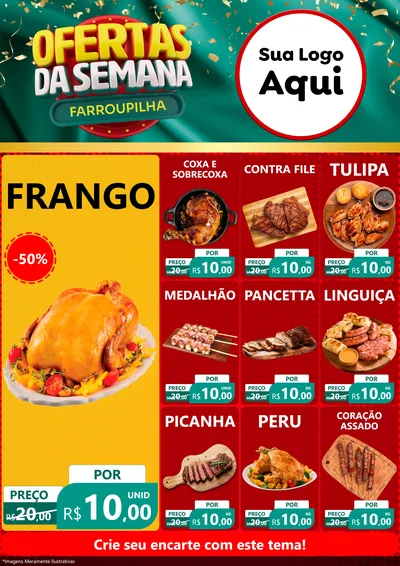 Modelo de Encarte para Encarte A4 Vertical com o tema Ofertas da Semana Farroupilha para Assados