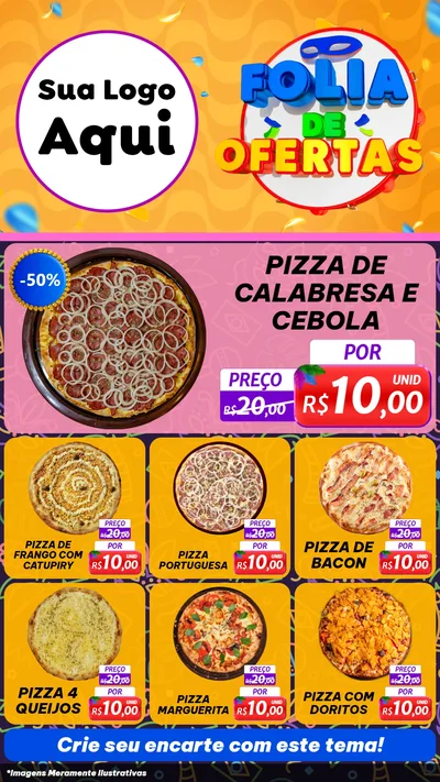 Modelo de Rede Social para Stories com o tema Folia de Ofertas para Pizzaria