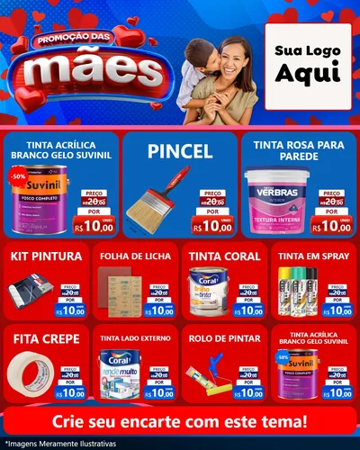 Modelo de Rede Social para Feed Instagram com o tema Promoção das Mães para Tintas e Ferramentas