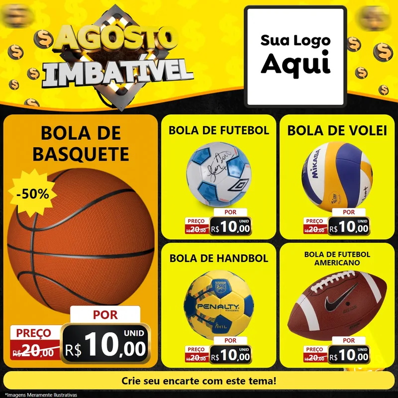 Modelo de Rede Social para Feed Facebook com o tema Agosto Imbatível para Artigos Esportivos