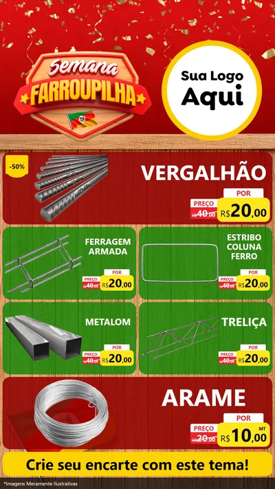 Modelo de TV para TV Vertical com o tema Semana Farroupilha para Ferragens