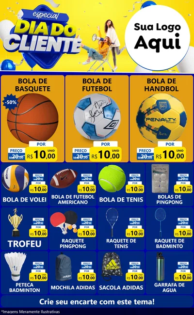 Modelo de Encarte para Encarte Grande com o tema Especial Dia do Cliente para Artigos Esportivos