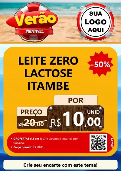 Modelo de Cartaz para Cartaz A4 Vertical com o tema Verão Imbatível para Frios e Laticínios