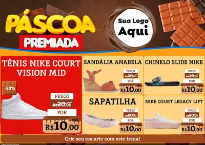 Modelo de Encarte para Encarte A4 Horizontal com o tema Páscoa Premiada para Calçados