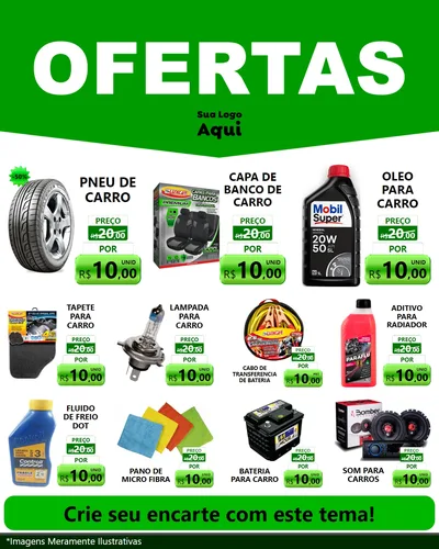 Modelo de Rede Social para Feed Instagram com o tema Ofertas Verde Cartaz para Auto peças