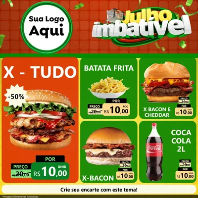 Modelo de Rede Social para Feed Facebook com o tema Julho Imbatível para Hamburgueria