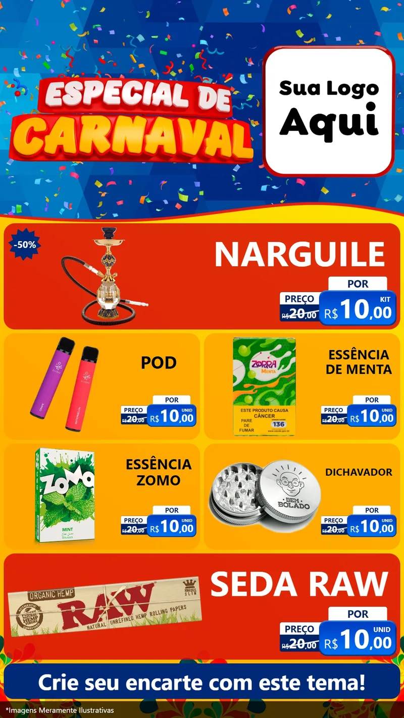Modelo de TV para TV Vertical com o tema Especial de Carnaval para Tabacaria