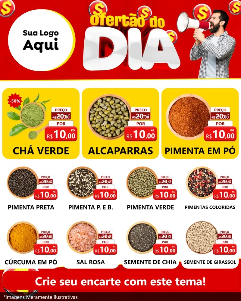 Modelo de Rede Social para Feed Instagram com o tema Ofertão do dia para Produtos Naturais