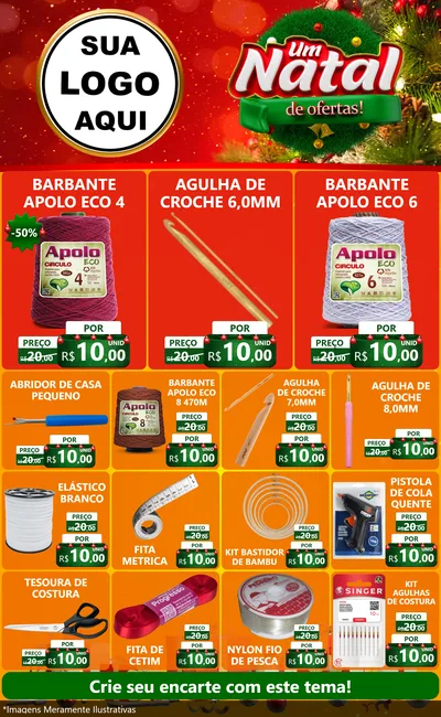 Modelo de Encarte para Encarte Grande com o tema Um Natal de Ofertas para Armarinho e Aviamentos