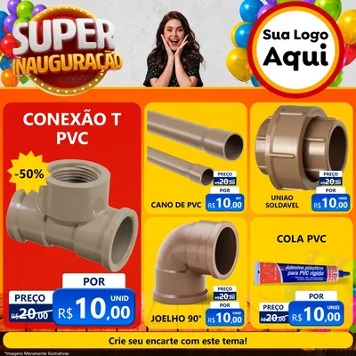 Modelo de Rede Social para Feed Facebook com o tema Super Inauguração para Tubos e conexões