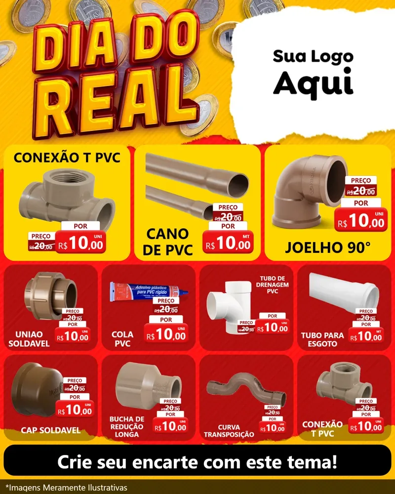 Modelo de Rede Social para Feed Instagram com o tema Dia Do Real para Tubos e conexões