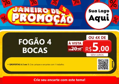 Modelo de Cartaz para Cartaz A4 Horizontal com o tema Janeiro de Promoção para Móveis e Eletro