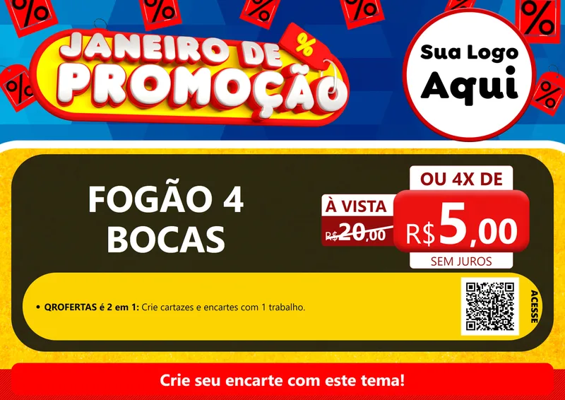Modelo de Cartaz para Cartaz A4 Horizontal com o tema Janeiro de Promoção para Móveis e Eletro
