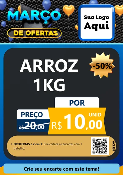 Modelo de Cartaz para Cartaz A4 Vertical com o tema Março de Ofertas para Supermercado