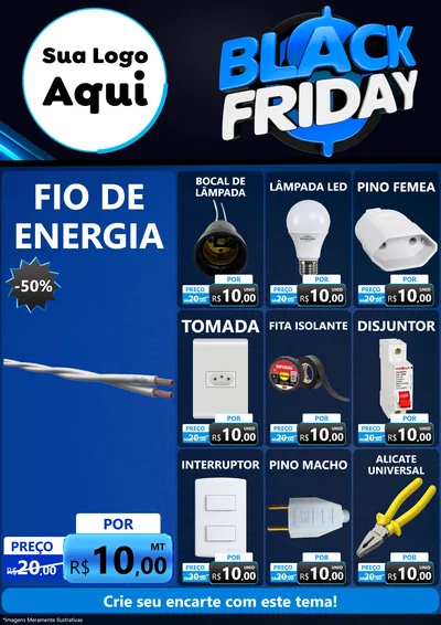 Modelo de Encarte para Encarte A4 Vertical com o tema Black Friday para Materiais Elétricos