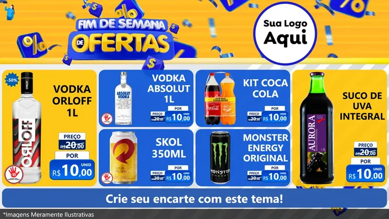 Modelo de TV para TV Horizontal com o tema Fim de Semana de Ofertas para Distribuidora de bebidas