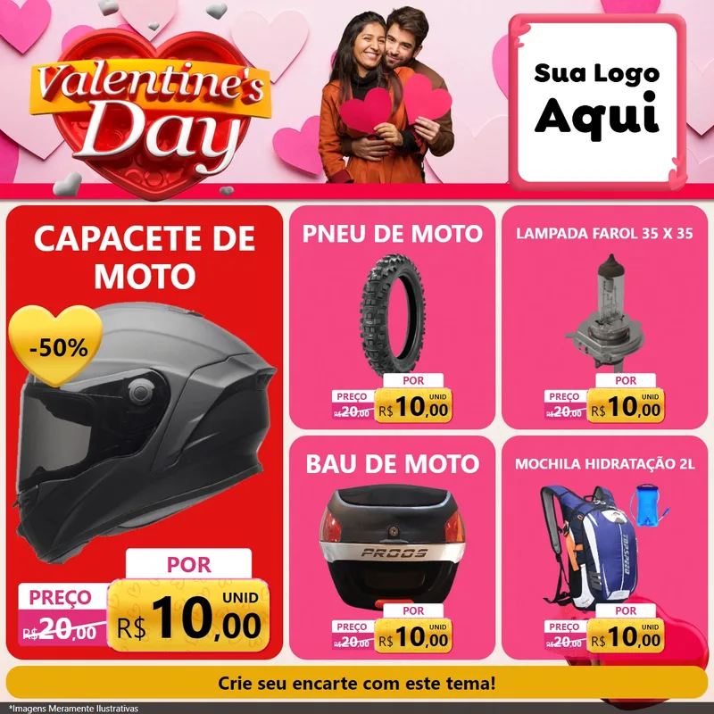 Modelo de Rede Social para Feed Facebook com o tema Valentine's Day para Moto peças