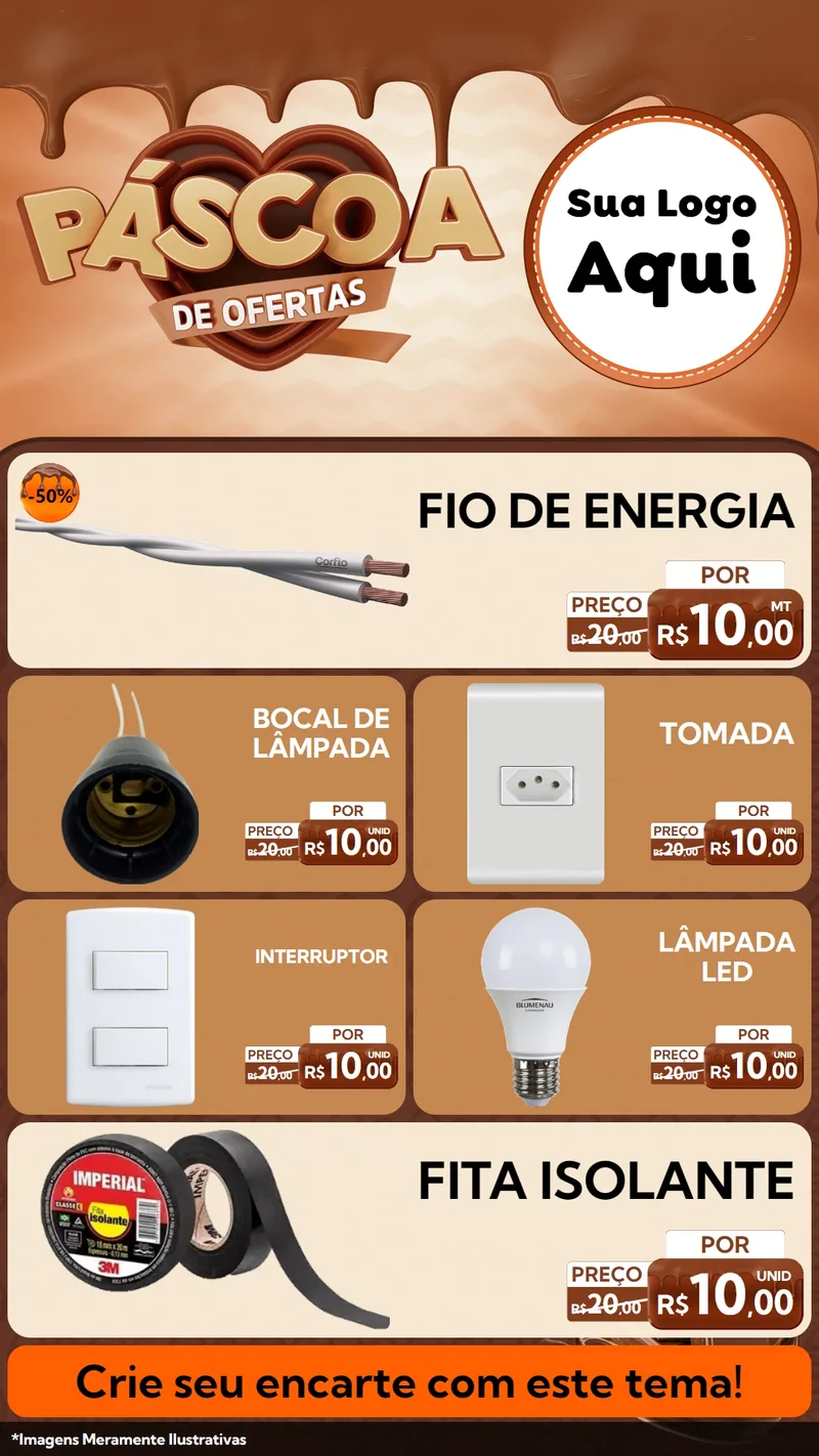 Modelo de TV para TV Vertical com o tema Páscoa de Ofertas para Materiais Elétricos