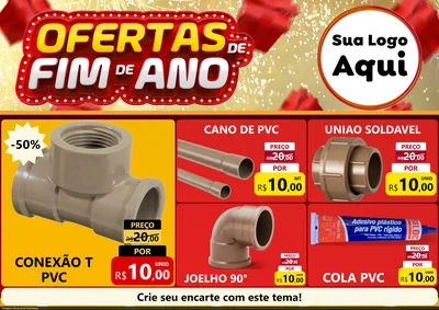 Modelo de Encarte para Encarte A4 Horizontal com o tema Ofertas de Fim de Ano para Tubos e conexões