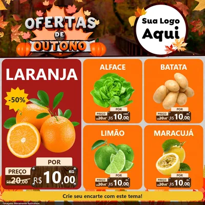 Modelo de Rede Social para Feed Facebook com o tema Ofertas de Outono para Hortifrúti