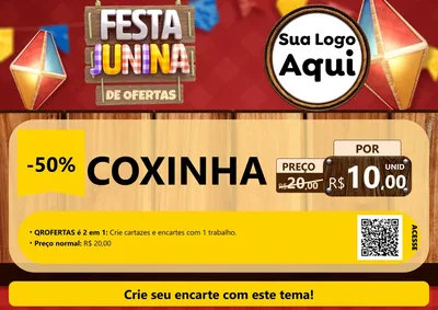 Modelo de Cartaz para Cartaz A4 Horizontal com o tema Festa Junina de Ofertas para Salgadaria