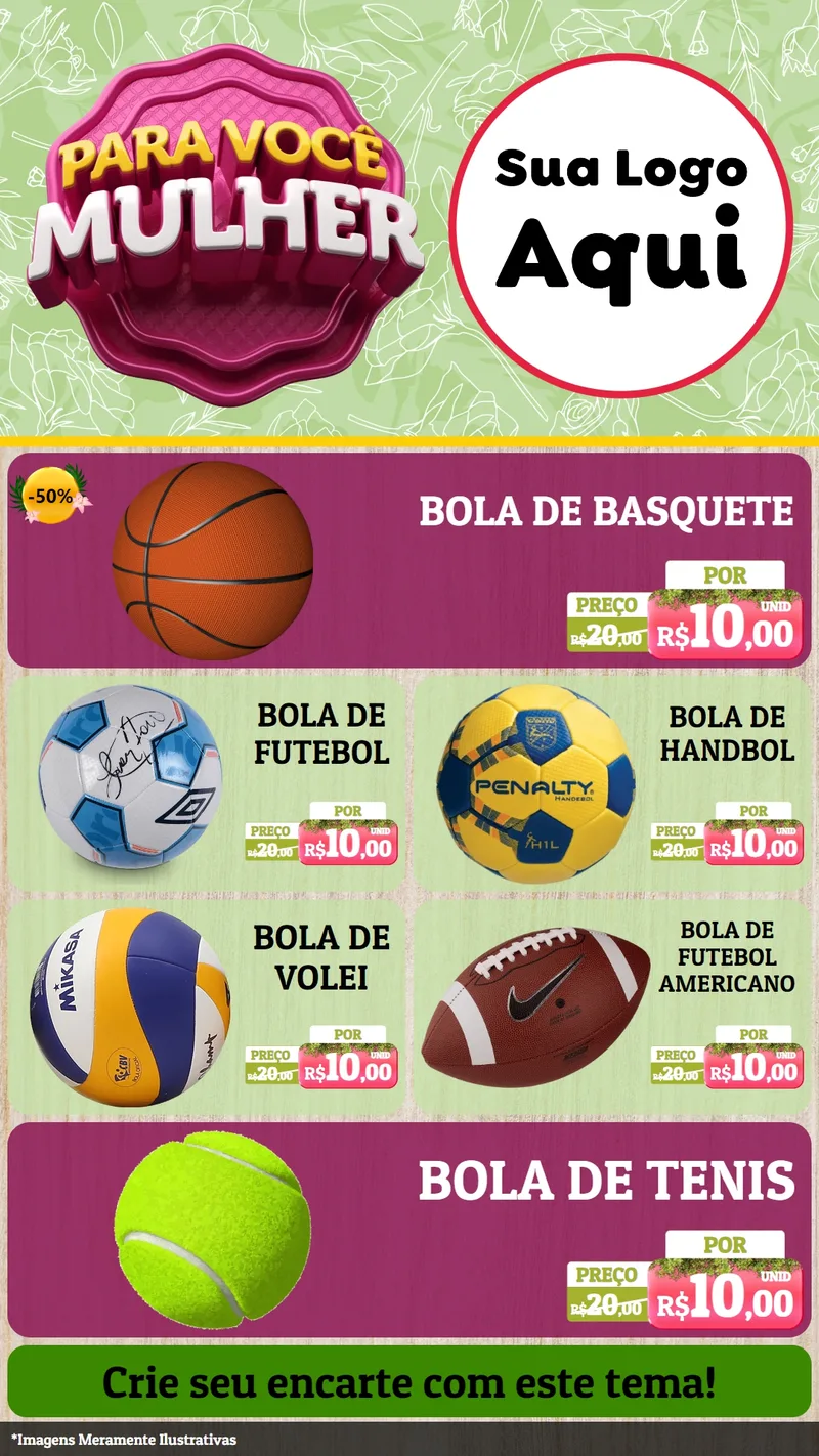 Modelo de TV para TV Vertical com o tema Para Você Mulher para Artigos Esportivos
