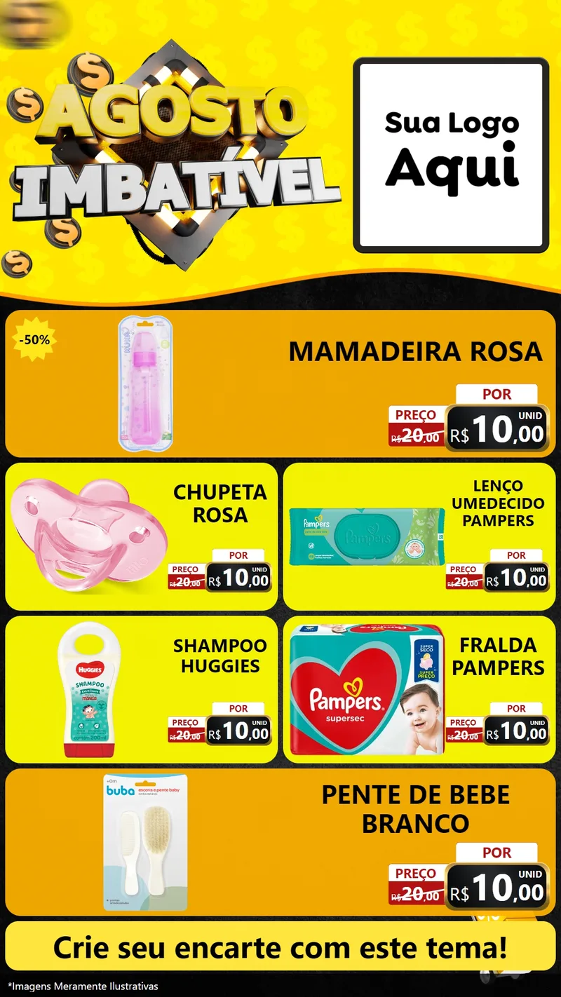 Modelo de TV para TV Vertical com o tema Agosto Imbatível para Bebês