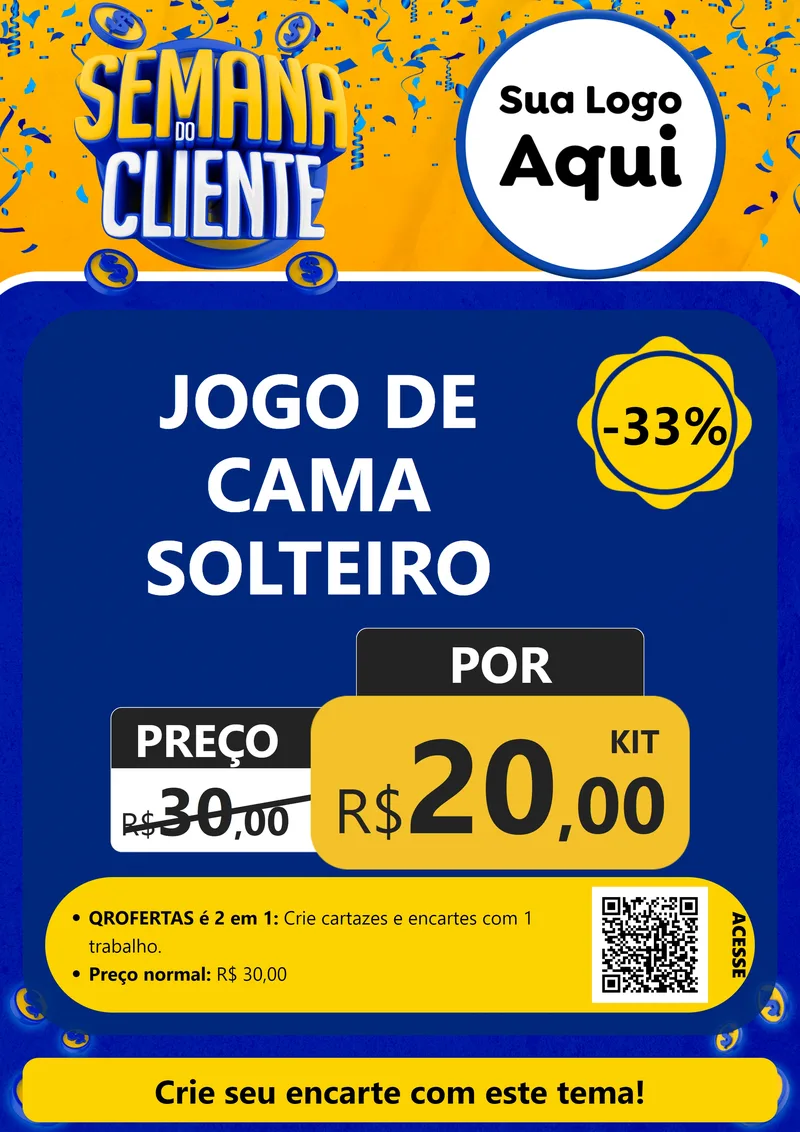 Modelo de Cartaz para Cartaz A4 Vertical com o tema Semana do Cliente para Cama, Mesa e Banho