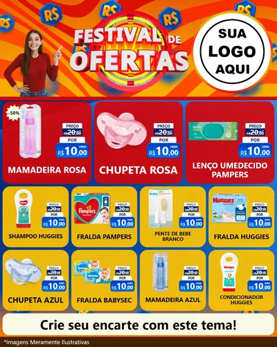 Modelo de Rede Social para Feed Instagram com o tema Festival de Ofertas para Bebês